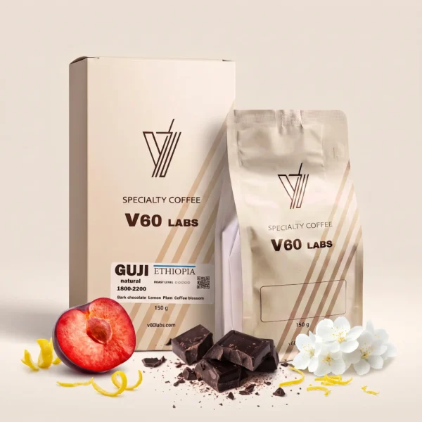 قهوة اثيوبية قوجي مختصة مجففة طبيعية برقوق شوكولاتة v60 labs الكويت